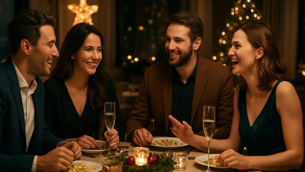 Gruppo di adulti in contesto sociale per Capodanno