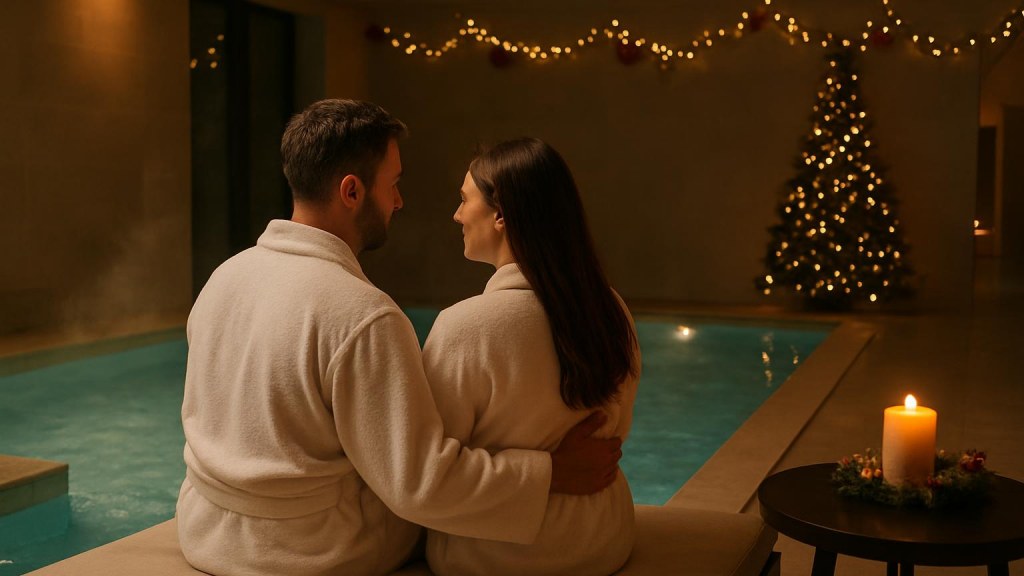 Coppia in area benessere per un Capodanno rilassante